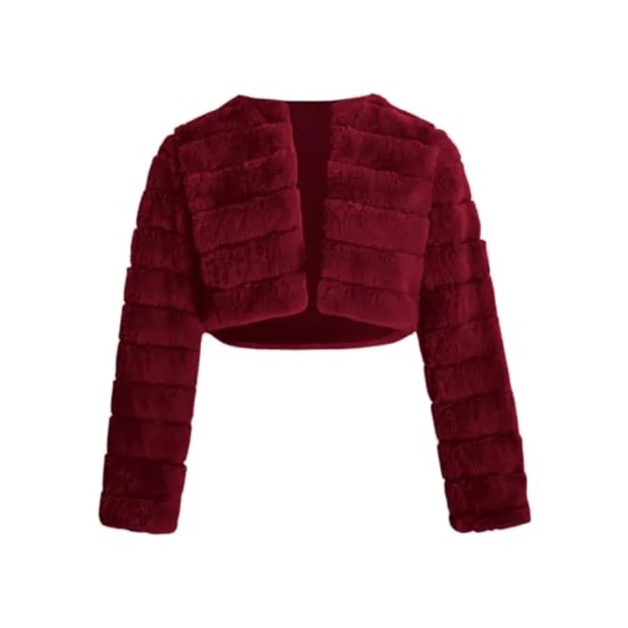 Verdusa Women's Winter Clothing Faux Fur Jacket Flannel Fuzzy Cropped Coat Open Front Outerwear