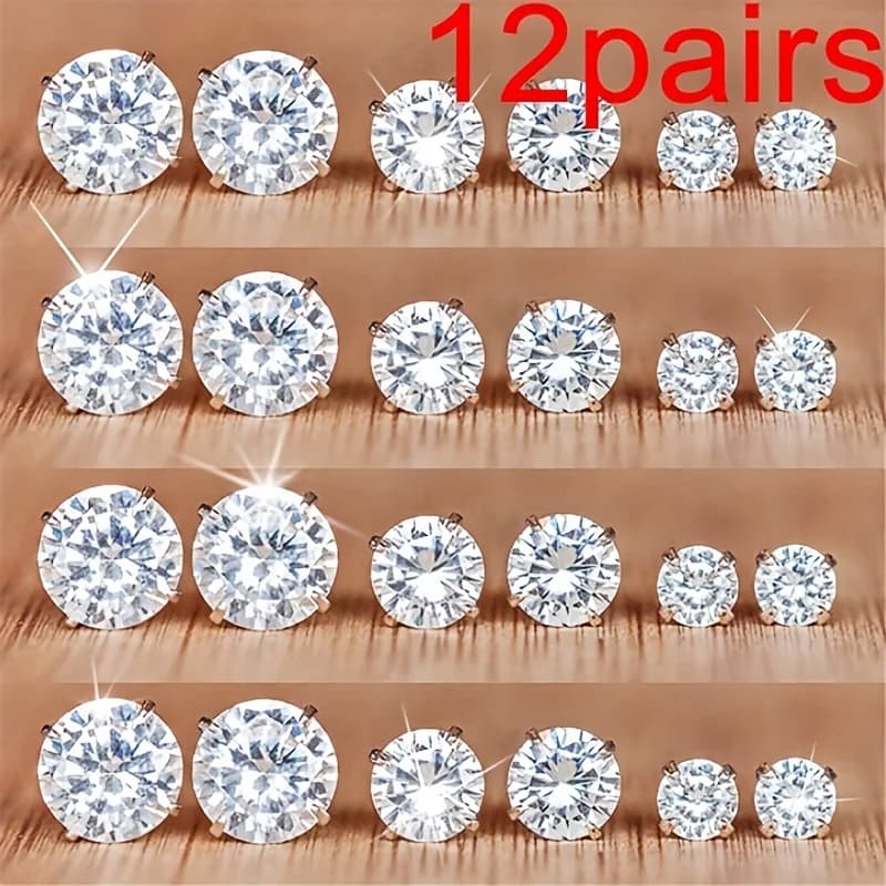 12 paia di orecchini con diamanti ad acqua in vetro a otto artigli, orecchini versatili con set di orecchini in cristallo artificiale con fiori, set di orecchini