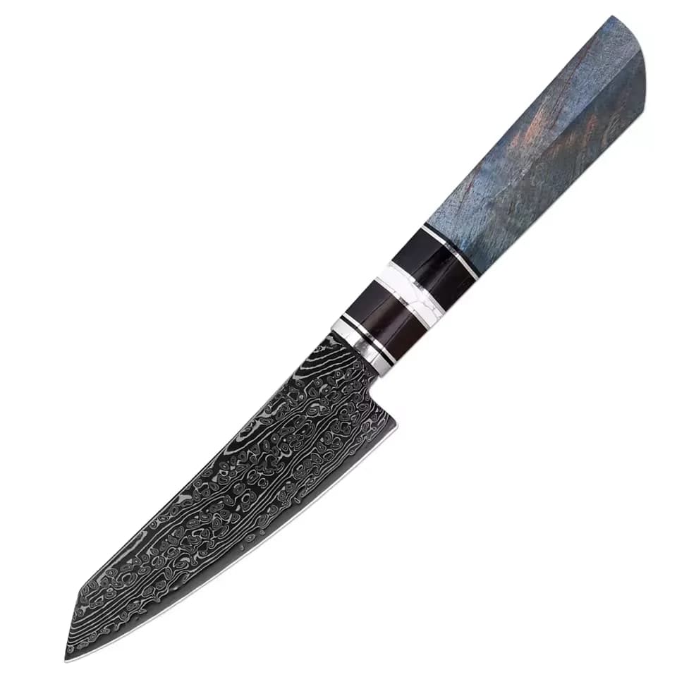 Coltello da frutta giapponese da 4,5 pollici Coltello da frutta, Lama nera in acciaio di Damasco Coltello da cucina piccolo affilato Coltello da sbucciare Manico in legno stabile