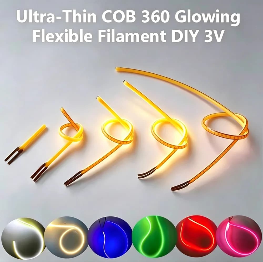 Ultra-Sottile COB 360 Incandescente Filamento Flessibile FAI DA TE 3V +-Su Un Lato Edison Lampadina Atmosfera Luce Accessori LED Diodo Decor