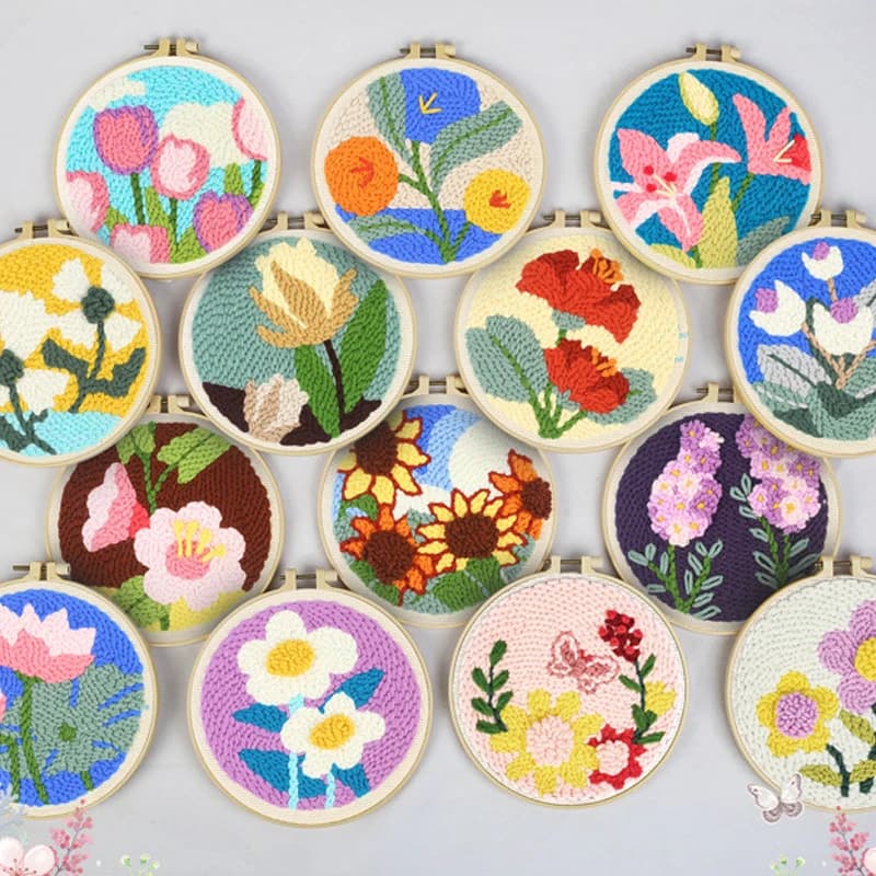 Diy Punch Needle Embroidery Starter Kits Sunflower Floral Sewing Kit Funny Easy Punch Needle Kits for Beginner DIY Needlework
