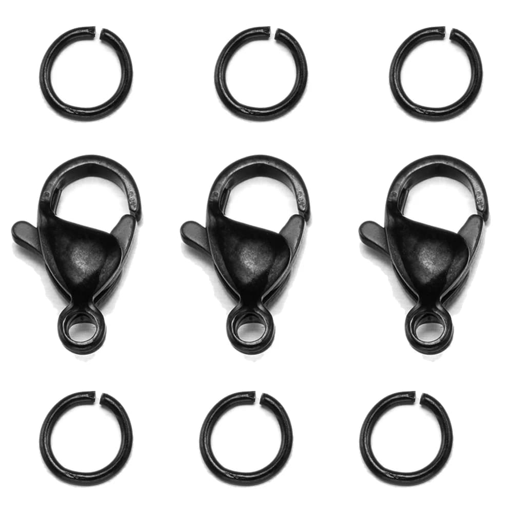 60 Pezzi in Acciaio Inossidabile Nero Artiglio di Aragosta Catenacci Anelli di Salto Aperti Connettore per Collana Fai da Te Bracciale Creazione di Gioielli Risultati