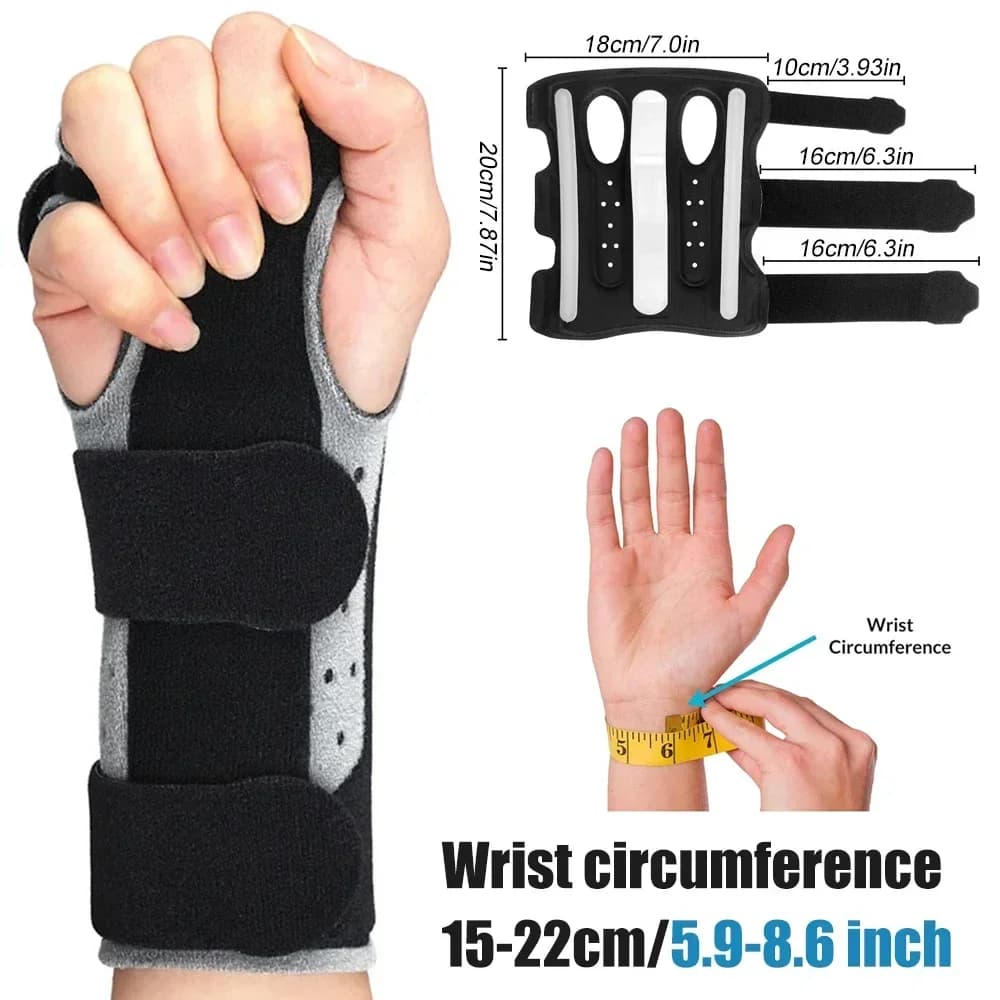 Tutore per il polso per dormire con stecche metalliche, supporto per le mani regolabile per tendinite, artrite, lesioni, dolore al polso