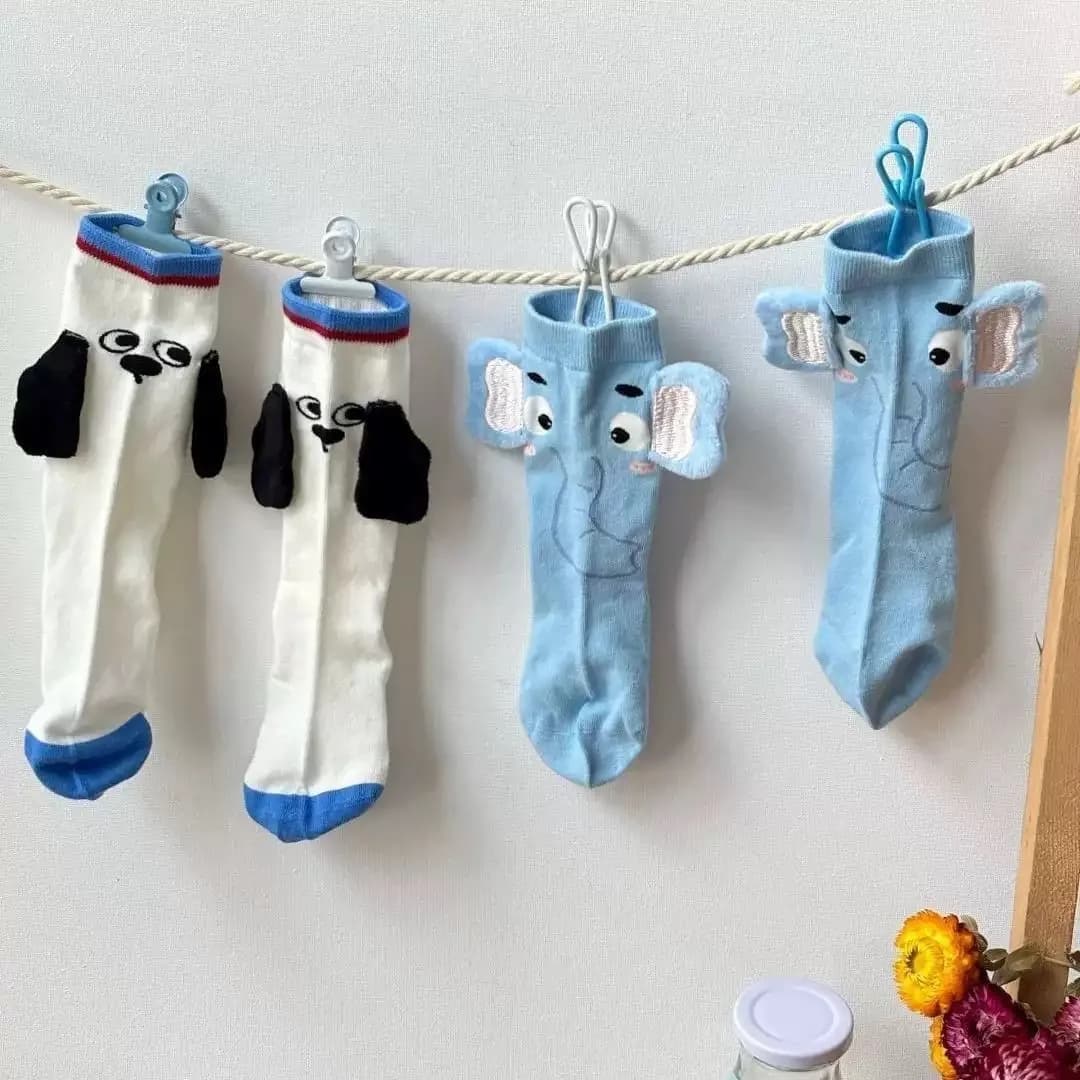 Women Socks Cartoon Elephant Socks Dog Socks Cute Mid Tube Cotton Socks Ins Trendy Funny Cute Women's Socks For girls Funny