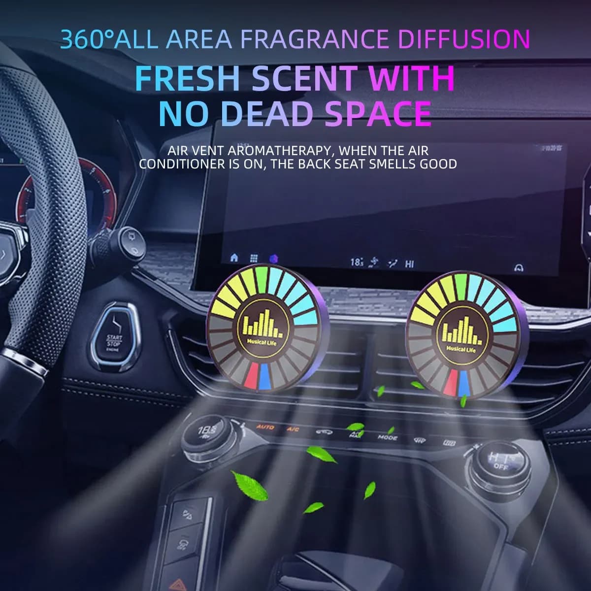 1x Car Music Rhythm Lamp with fragrance air intake aromatherapy deodorant for environments perfume Voice App Control ritm diffuser Clip RGB