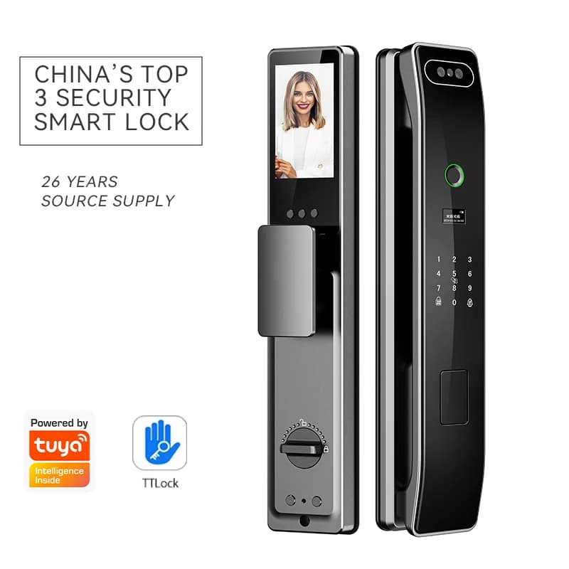 Hot Sale Digital Lock Code Card Unlock Fully Automatic TTlock Tuya WiFi 3D Face Smart Door Lock with Camera and Fingerprint
