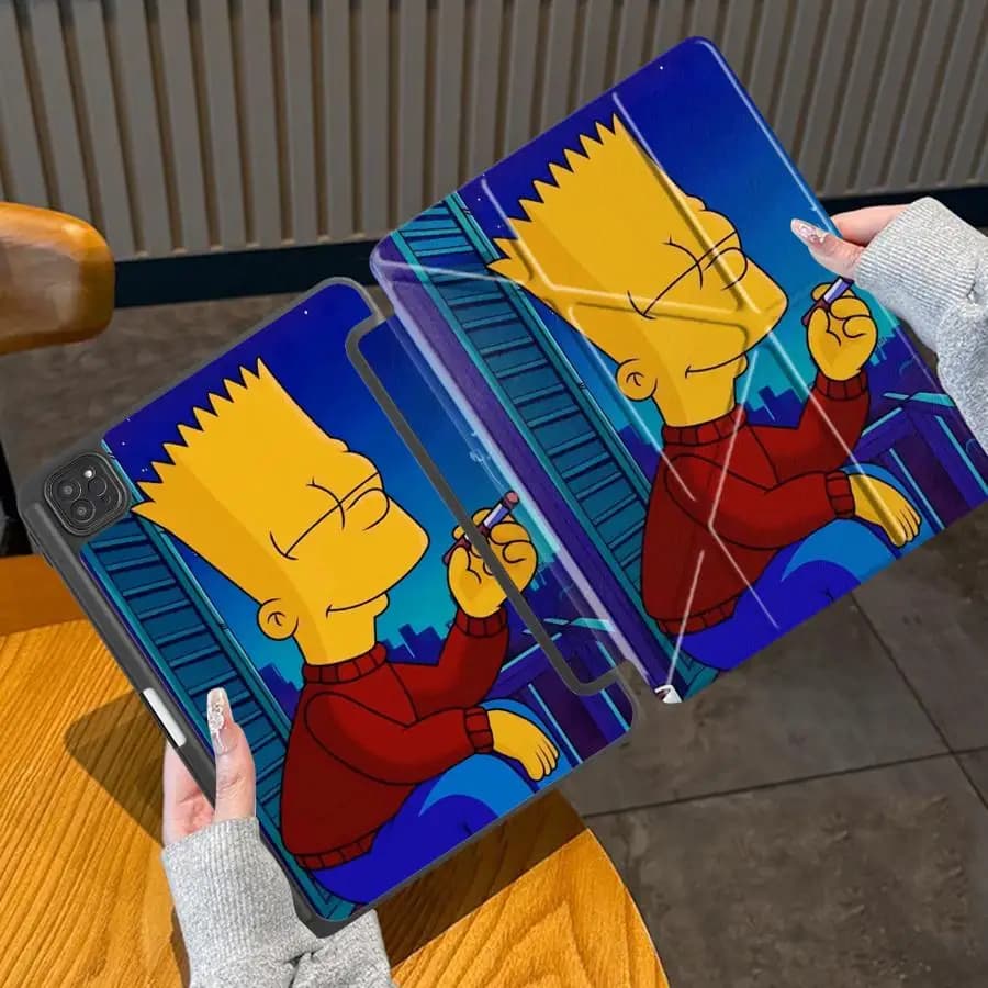 Custodia per Tablet con Simpatici Personaggi dei Cartoni Animati dei Simpson per iPad Mini 6 7 Air 4 5 M3 M2 1 2 M4 11 pollici Pro 2025 Pro 11a 10a 9a 8a 7a 12.9 pollici