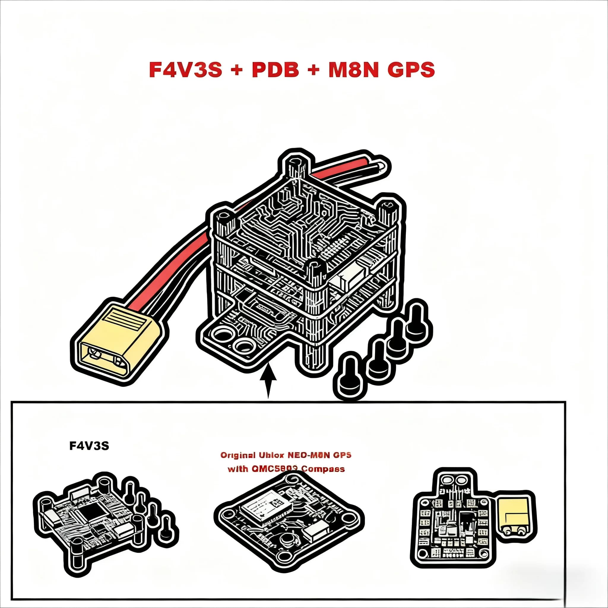 Scheda di Controllo di Volo F4 V3 F4 V3S M8N GPS LC Betaflight con Barometro OSD TF BN880 per Quadricottero RC Drone FPV Racing