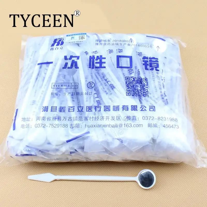 100 pz Plastica Dentale Specchio Orale Usa E Getta Dentista Bocca Specchi Dentista Strumento Sbiancamento Dei Denti Esame Riflettore Specchio Strumento