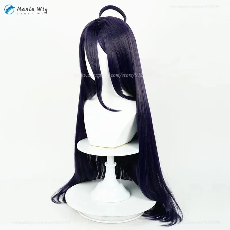 c;4\g,6'h.9/c;4\g,6'h.9/Albedo Cosplay Wig Dark Purple Black 100cm Long Straight Wigs Heat Resistant Synthetic Hair 6'h\3,g'8/b'