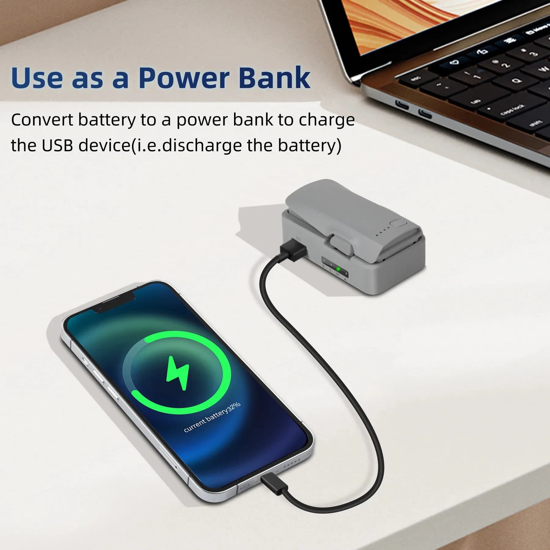 Caricabatterie Portatile USB per Drone DJI NEO 2, Base di Ricarica Rapida a Canale Singolo, Hub di Ricarica, Power Bank per Accessori Neo2