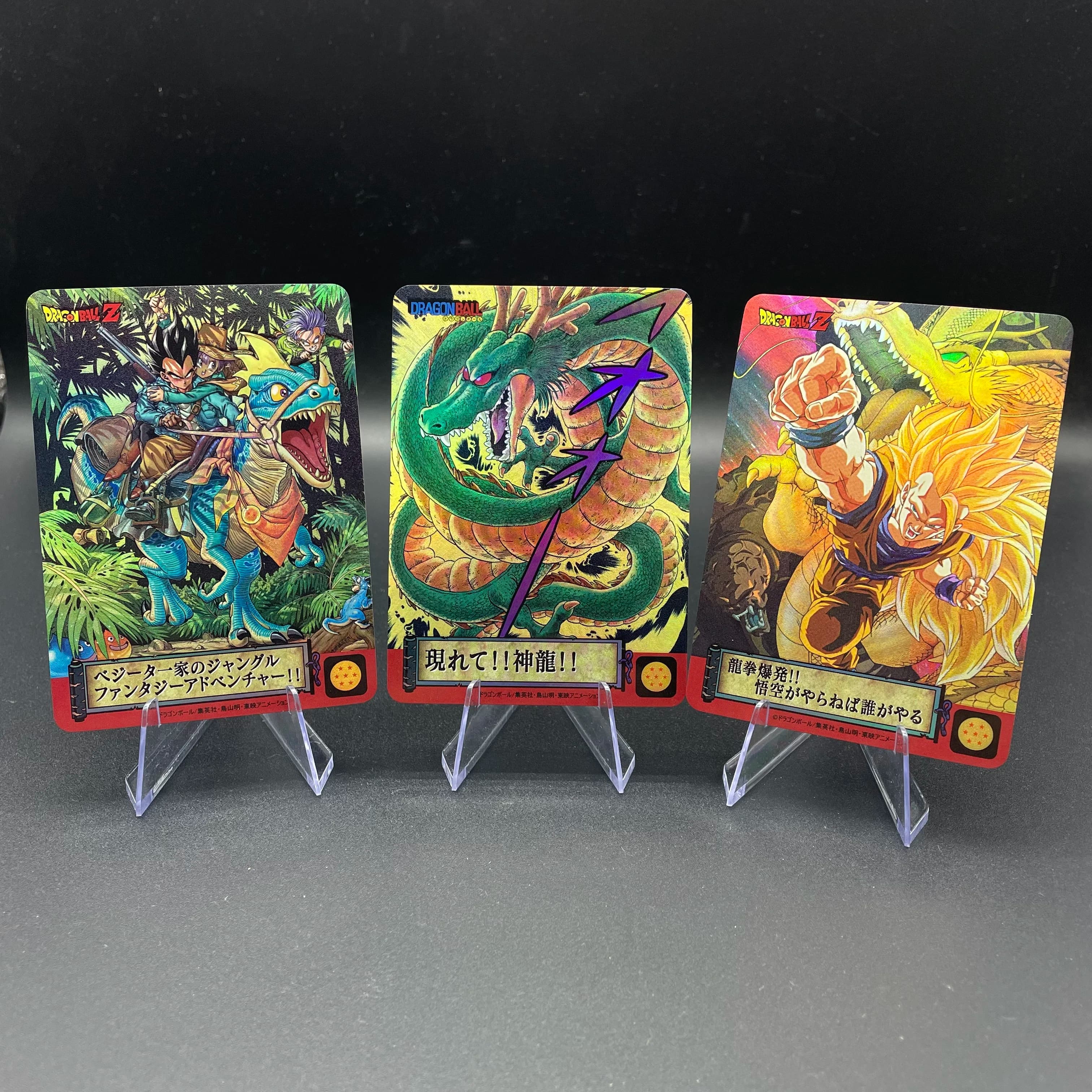 3 pezzi Anime Cartoon Dragon Ball Son Goku Vegeta Trunks Earth Dragon Shenron Super Saiyan Rifrattivo Colore Flash Collezione di carte