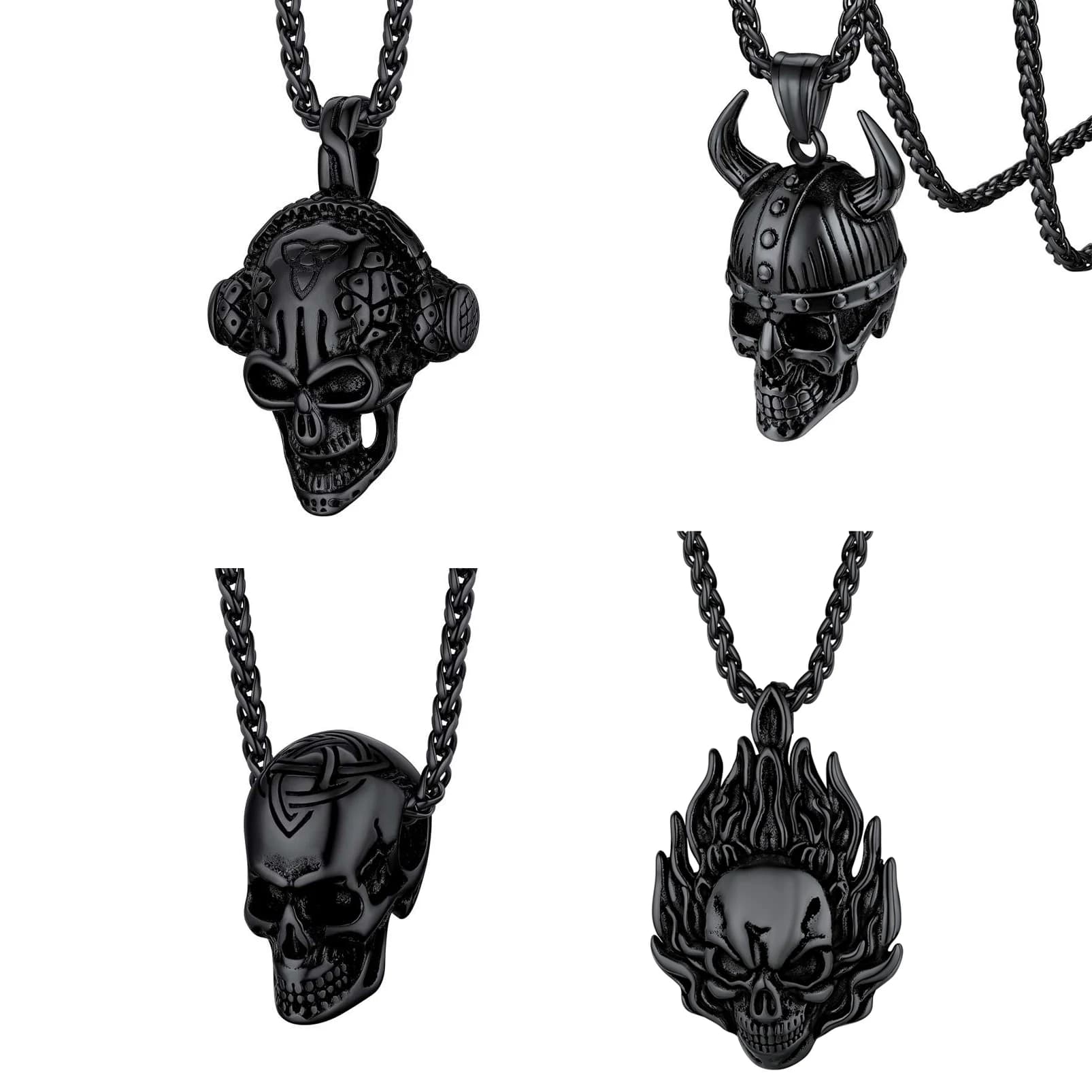 316L Stainless Steel Skull Necklaces for Men Pendant Pendant Chain Gothic Punk Jewelry Gift Choice