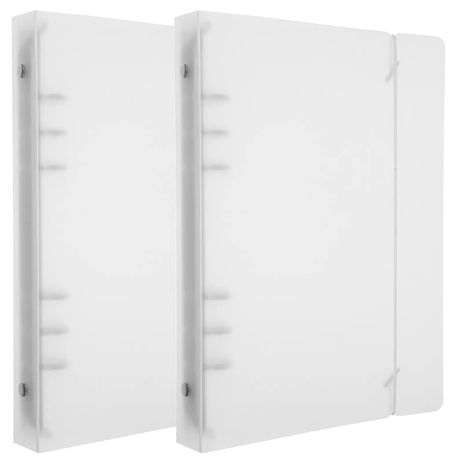 2Pcs Notebook Binder Premium Metal PP A5 Binder Portable Office File Organizer Folder Clear Reusable Document Storage