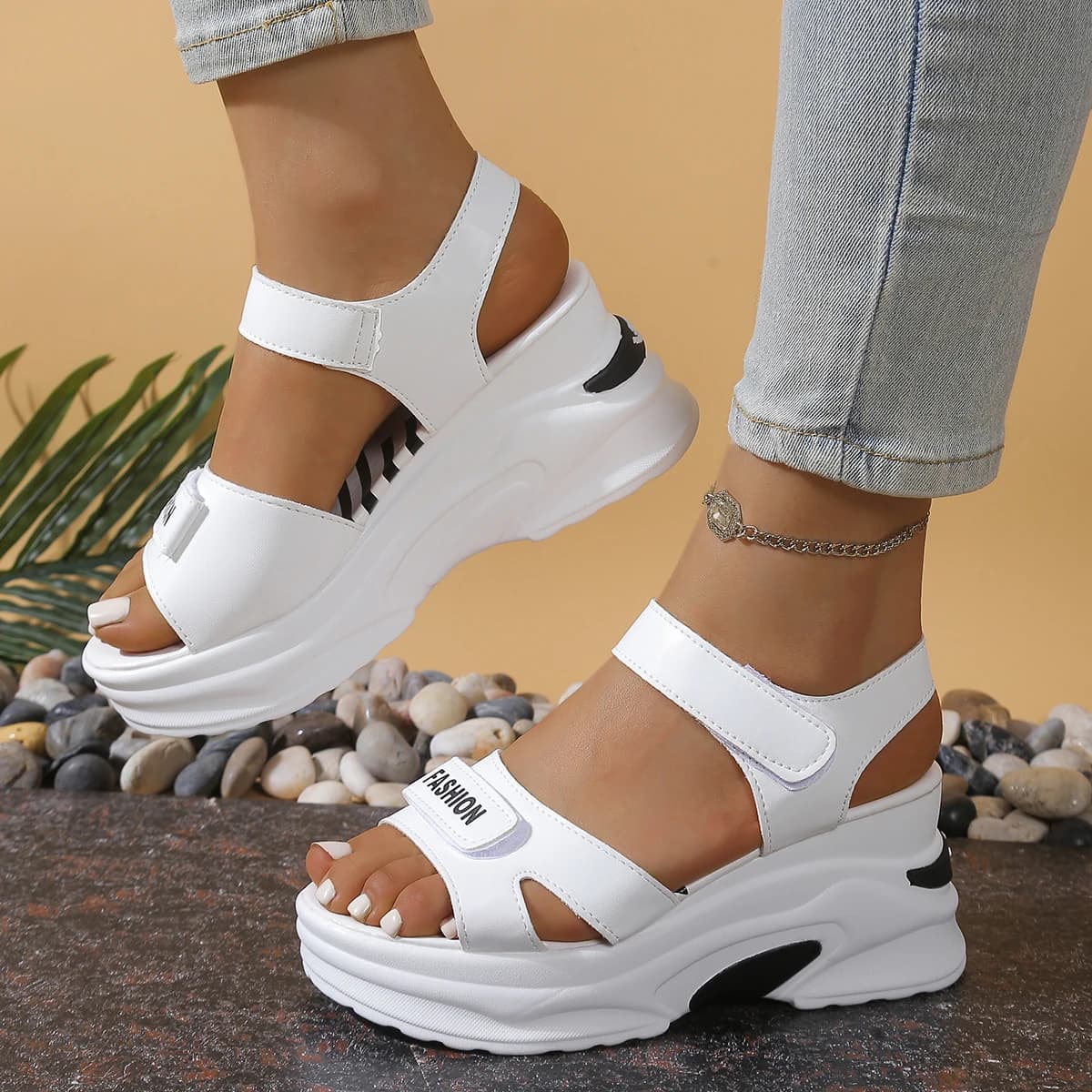 Nuovi Sandali con Zeppa e Piattaforma per Donna, Scarpe Estive alla Moda e Comode, Calzature Leggere Casual con Velcro per Spiaggia, Zapatos De Mujer