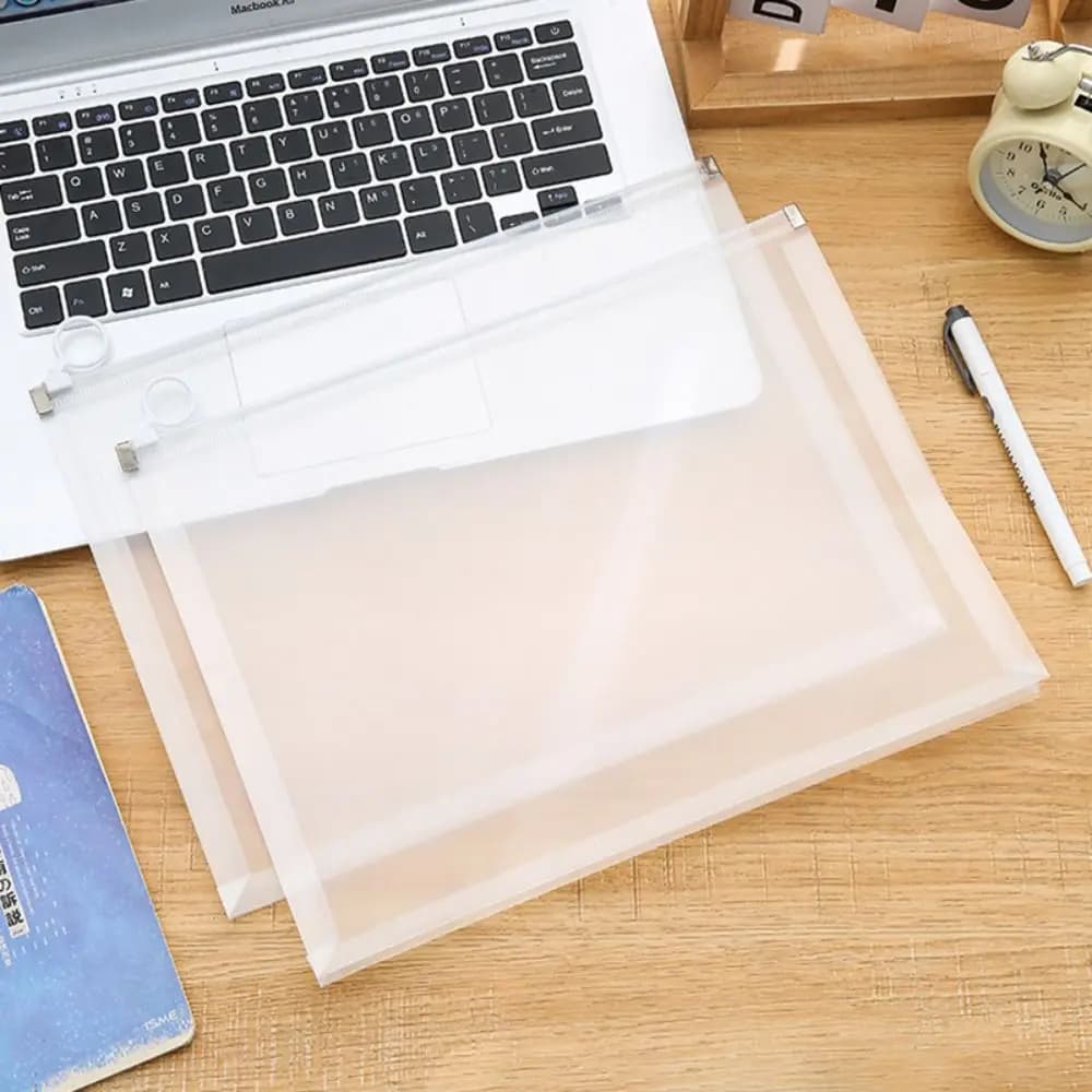 Multifunctional A4/A5/A6 File Bag Zipper Design Transparent Document Folder Waterproof Handheld Stationery Bag Gift