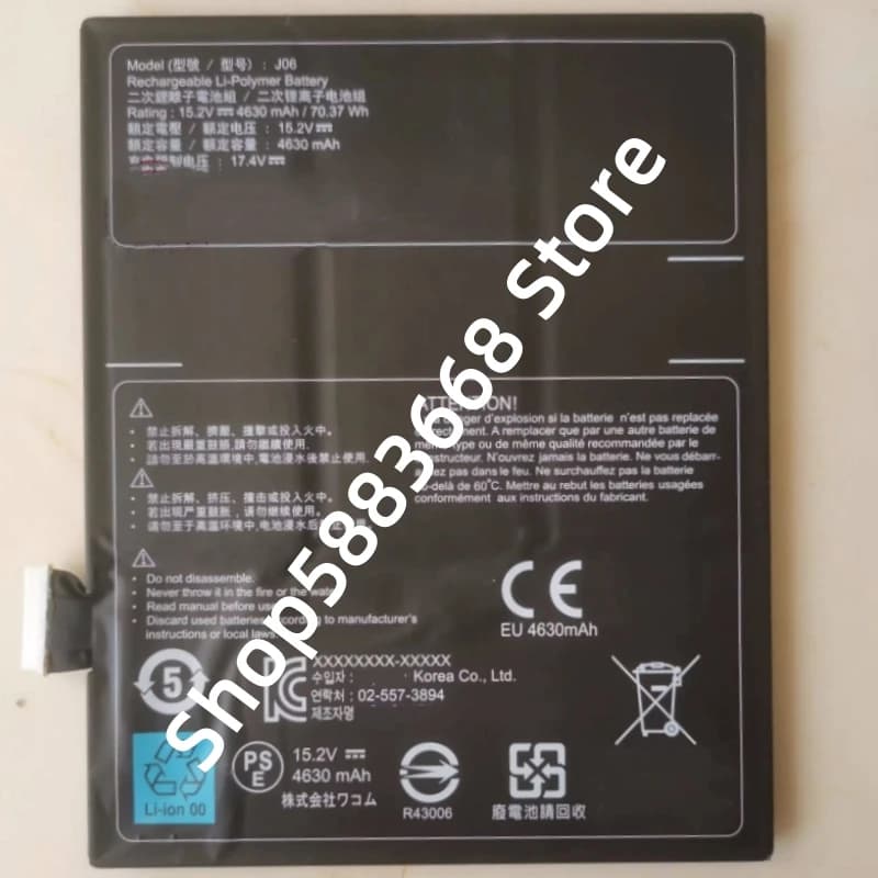 Nuova Batteria per Laptop J06 JO6 15.2V 70.37Wh 4630mAh per Wacom MobileStudio Pro 16 DTH-W1621 Tavoletta Grafica Tablet PC