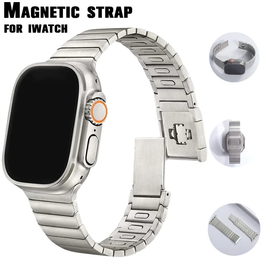 Cinturino con fibbia magnetica per Apple Watch Ultra 2 Band 49mm 45 44 38mm 40mm bracciale in acciaio inossidabile per IWatch Series 9 8 7 6 5 SE