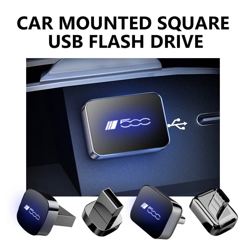 Car Dashboard Portable Storage 32GB/64GB Square USB Flash Drive For Fiat 500 596 500X Stilo 500S 500C