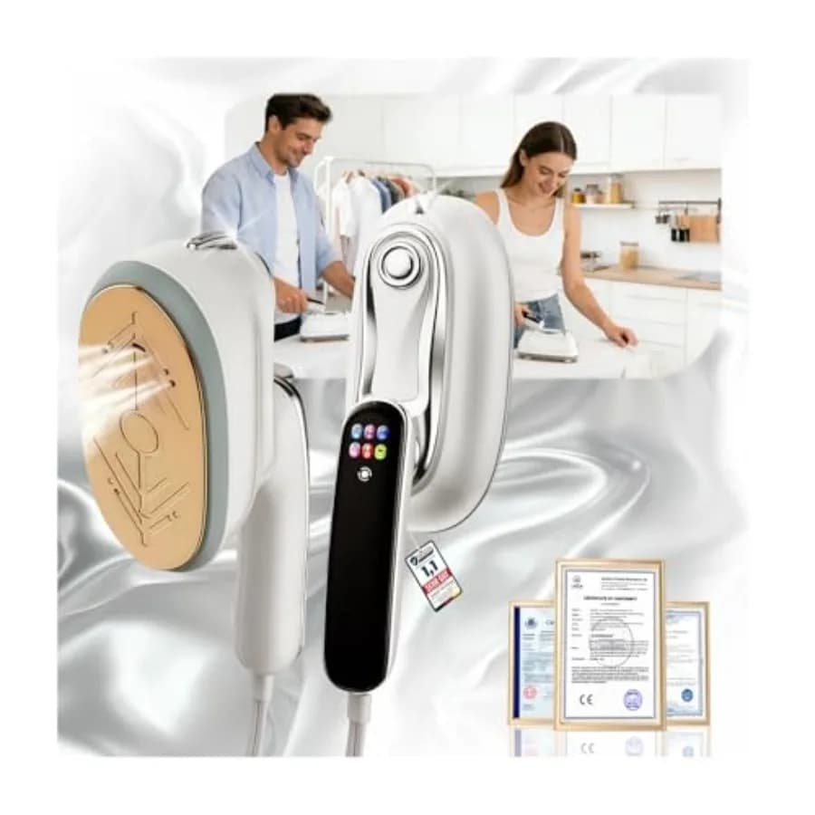 Vaporizzatore da Viaggio per Vestiti 1300W Alta Potenza con Serbatoio da 160mL, Riscaldamento in 10s, Doppia Tensione 110-240V, Manico Girevole a 180°, 6 Impostazioni di Calore