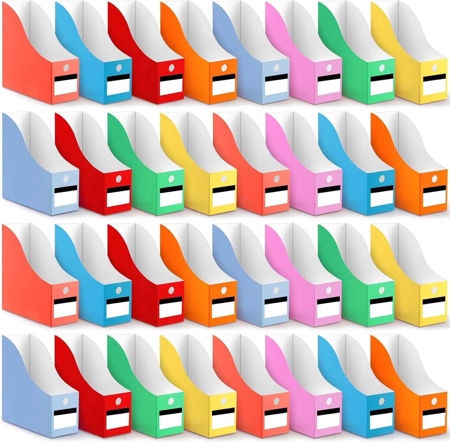 Set di 32 Portariviste con Cartelle Colorate, Adesivi e Penna per l'Archiviazione di Documenti in Ufficio e Scuola