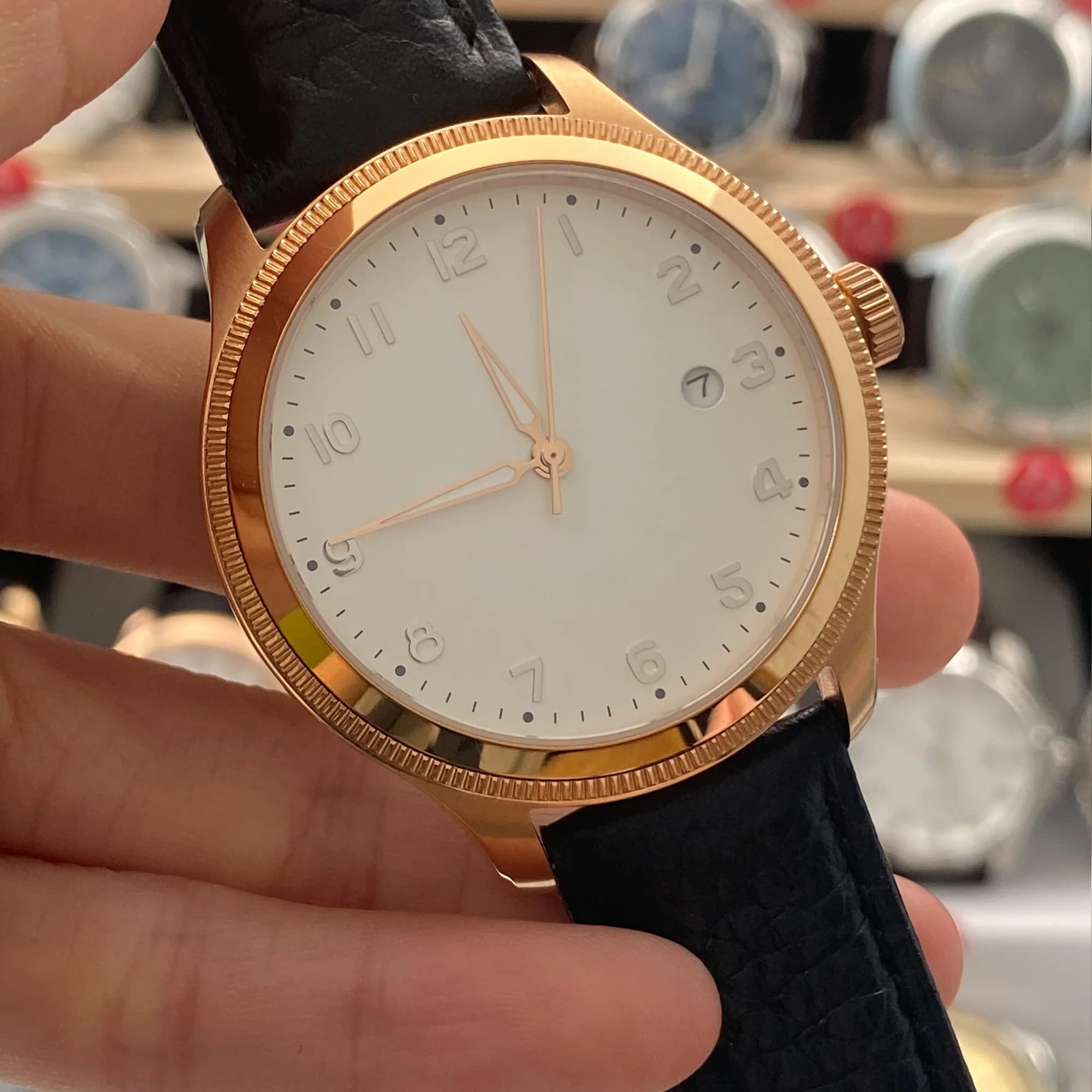 Orologio Automatico Meccanico da Uomo Parnis 41mm con Cassa in Oro Rosa, Cinturino in Pelle e Vetro Zaffiro - Collezione 2026