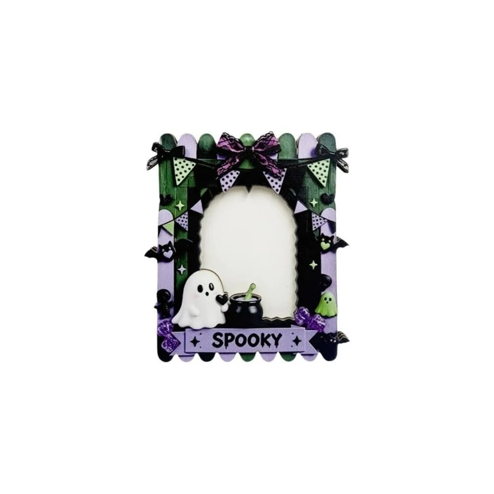 Creative Ghost Halloween Photo Frame Bat Bow Picture Frame Ornaments Wooden Pumpkin Photo Display Holders Tabletop Wall Decor