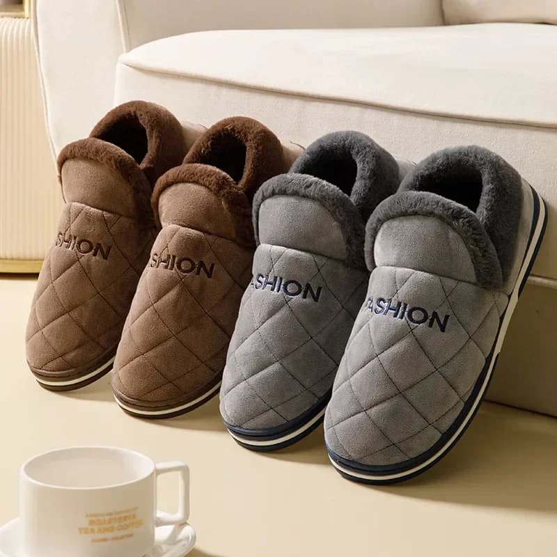 Big Size 47 48 49 50 Men's Hot Winter Slippers Large House Bedroom Shoes Casual Home Slides Non-slip Indoor Slides