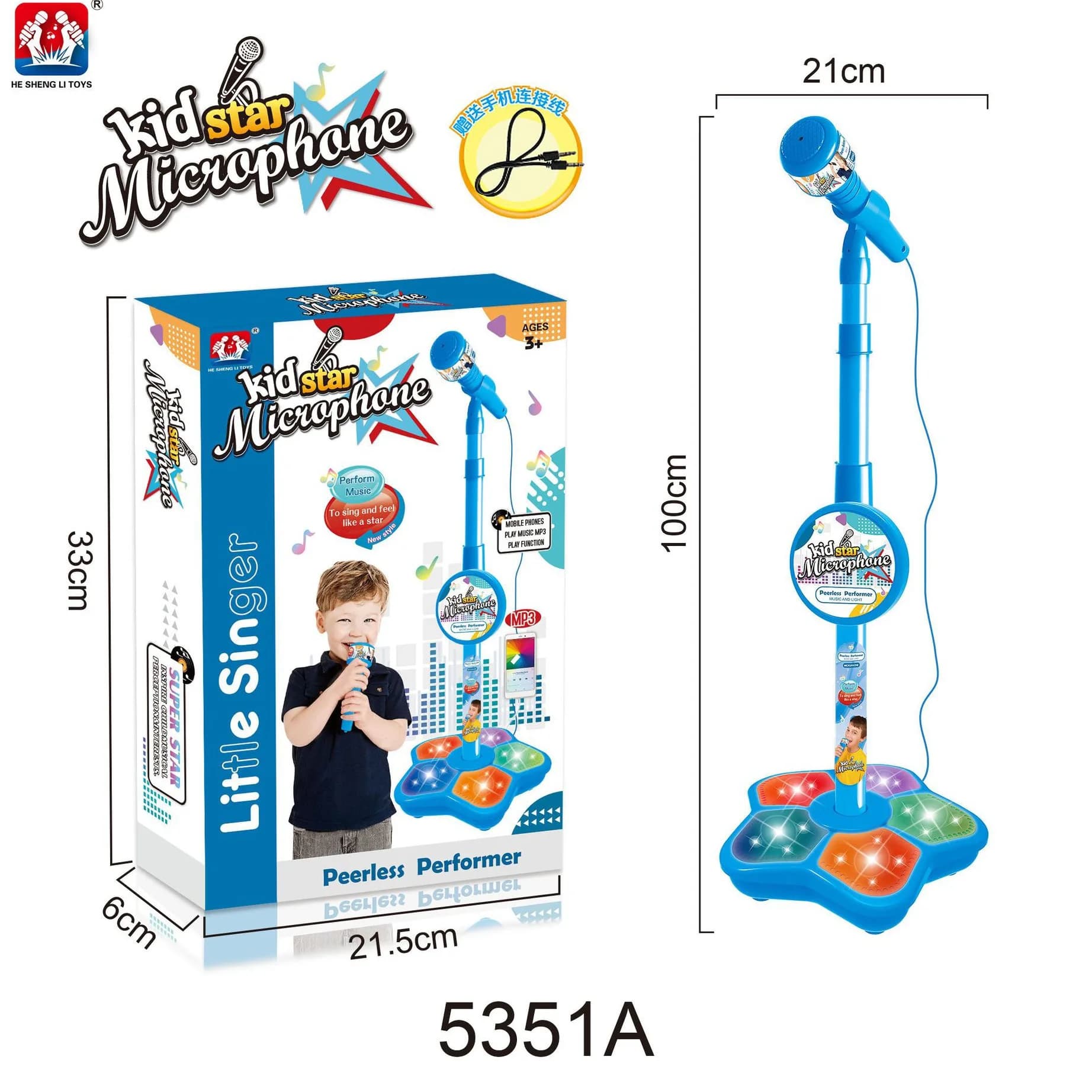 Microfono per Bambini con Supporto, Giocattolo Musicale per Karaoke, Strumento Educativo per lo Sviluppo Cerebrale, Regalo di Compleanno per Ragazze e Ragazzi