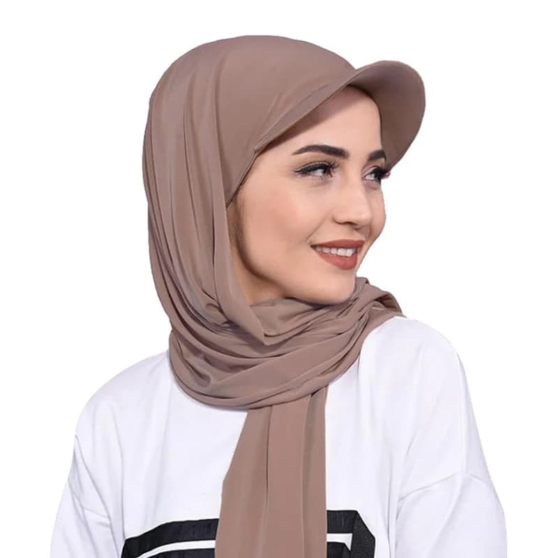 New Women Brim Bandana Cap Scarf Hat Outdoor Sun Visor ith Pre-Tied Turban Caps Ready To Wear Muslim Hijab Shawl Baseball Cap