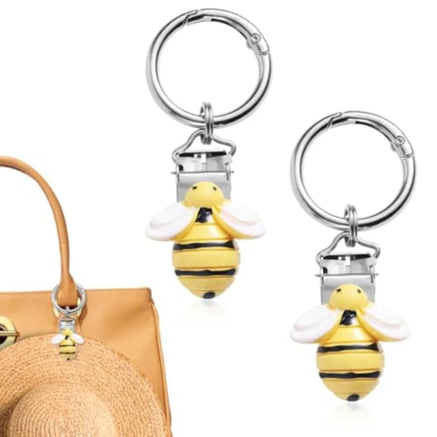 2 Pezzi Portacappelli da Viaggio per Borsa, Clip per Cappelli a Forma di Ape Carina in Resina e Lega di Zinco, Fermagli per Zaini, Portafogli, Bagagli
