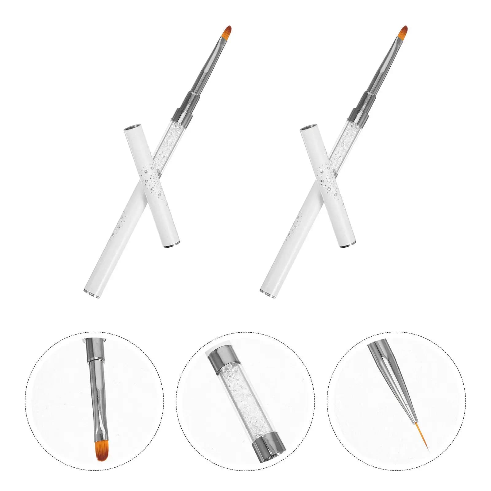 2 Pennelli per Nail Art a Doppia Punta, Pennelli per Linee Sottili per Smalto Gel, Strumenti di Precisione per Dettagli e Disegni Sottili sulle Unghie