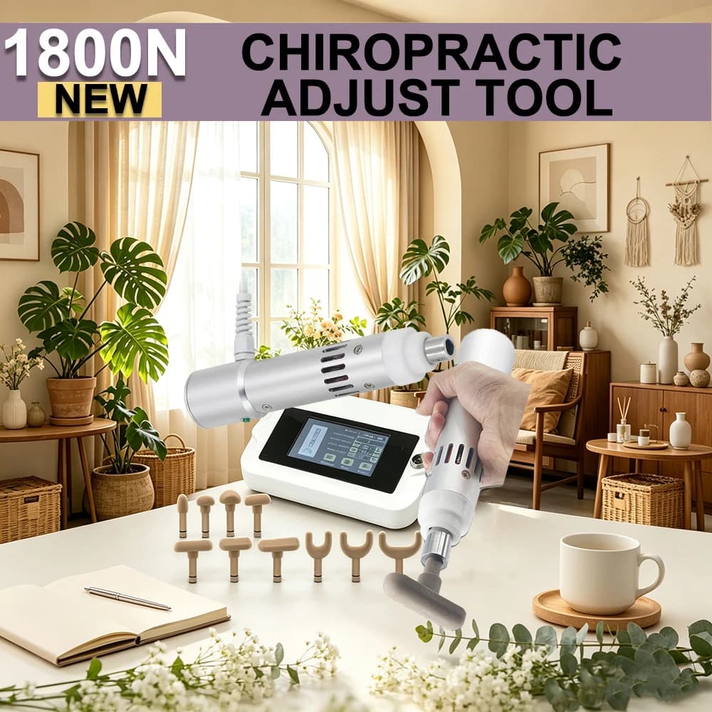 1800N Chiropractic Adjusting Tool 10 Heads Activation Therapy Adjust Vertebration Body Relax Chiropractic Gun Set