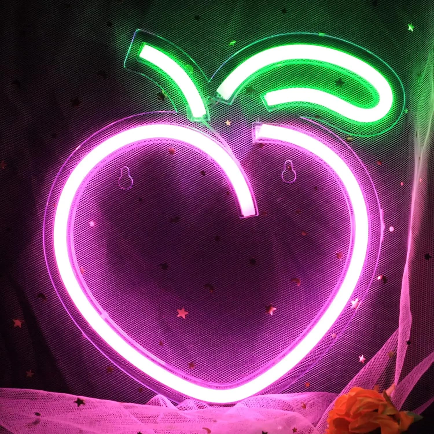8.9x9.2 pollici rosa pesca insegna al neon arredamento della camera per adolescenti camera carina bagno sala giochi bar hotel gioco per feste camera da letto per bambini regalo di compleanno