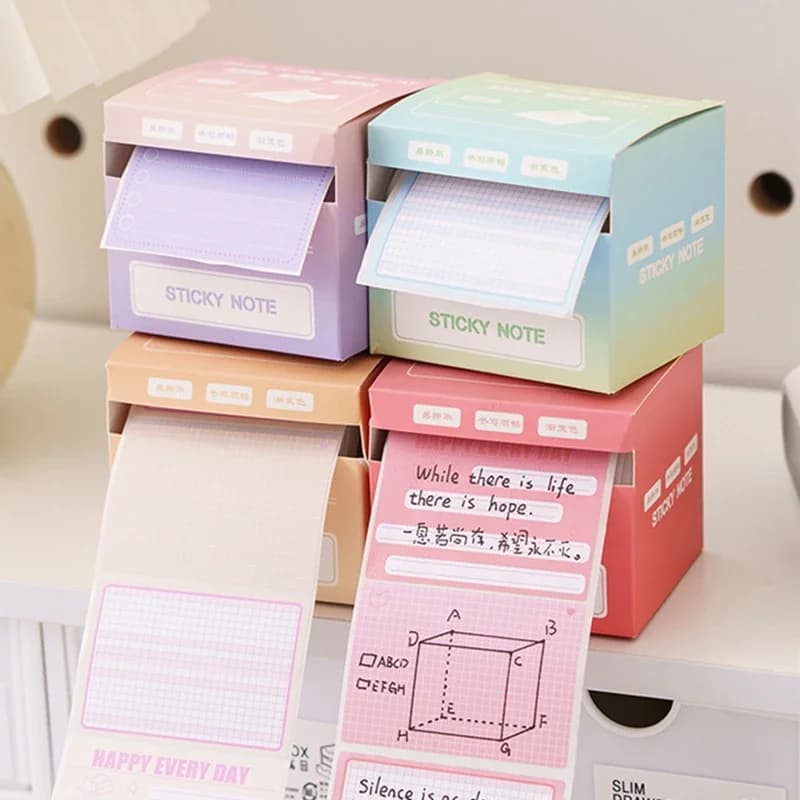 256 fogli Gradiente estraibile Pubblicato Memo Sticky Notes Pad Posits Cancelleria Adesivi di carta Notebook Planner Messaggio Adesivo