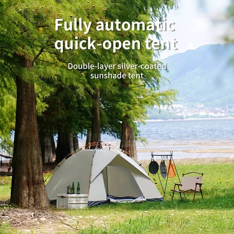 Tenda pieghevole da esterno Tenda ad apertura rapida completamente automatica Tenda da campeggio per 3-4 persone con guida autonoma Resistente alla pioggia e al sole portatile