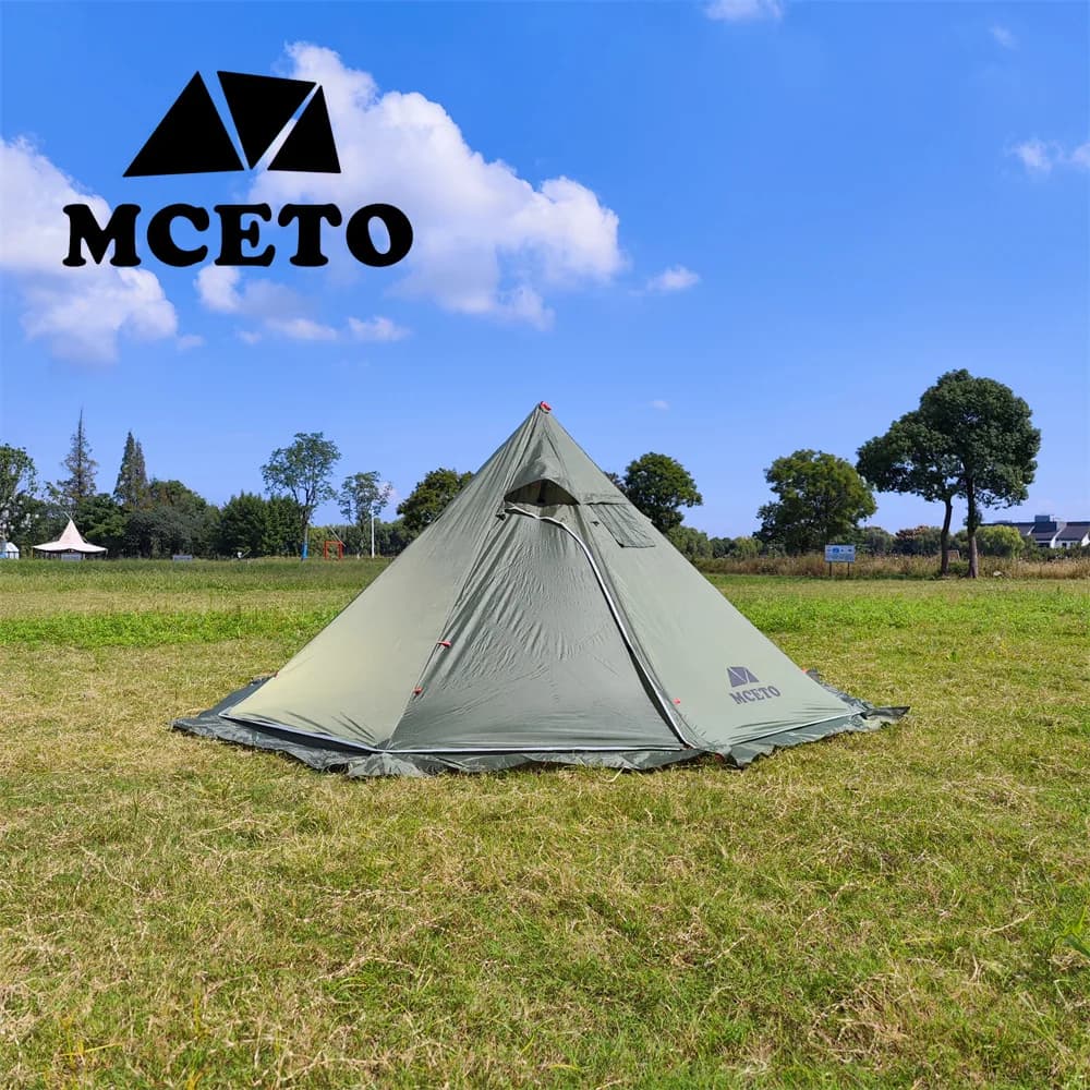 3 Person Lightweight Tipi Hot Tent with Fire Retardant Flue Pipes Window Teepee Tents for Family Team Outdoor Backpacking