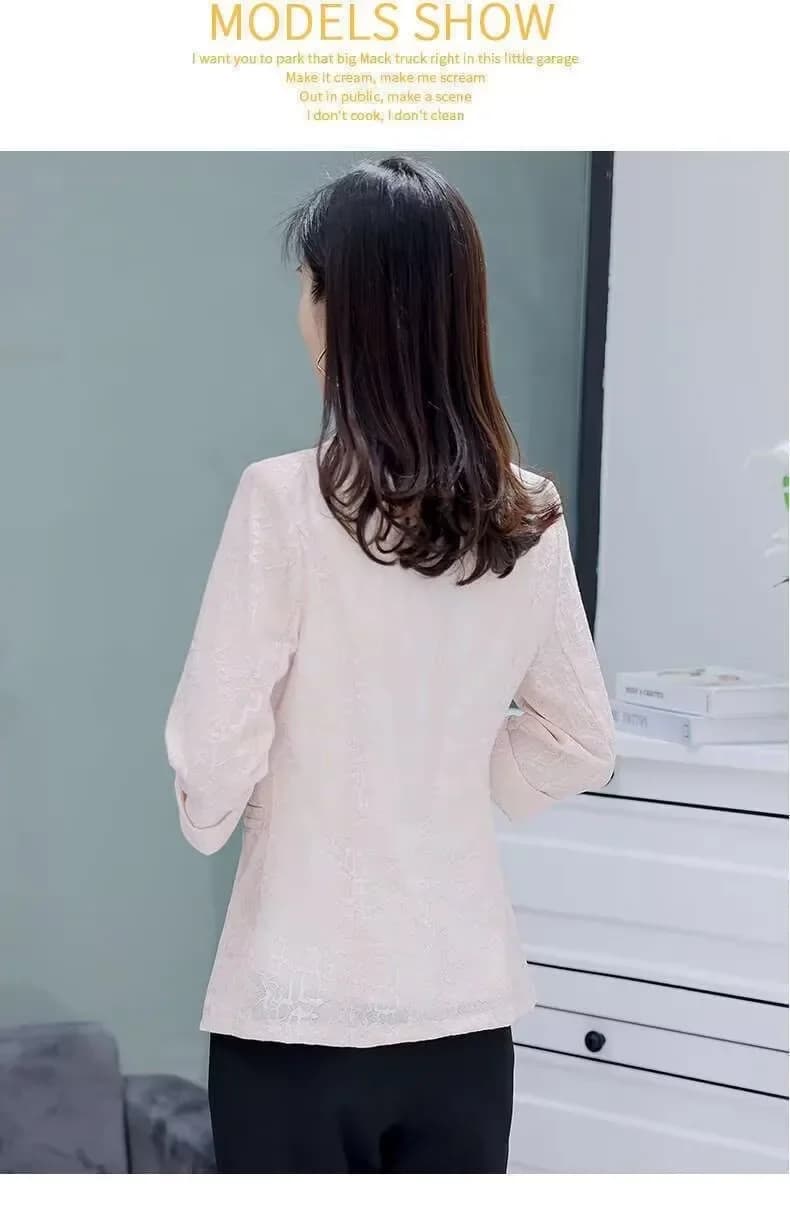 Pop 2025 Slim spring and summer coat in lace New design in fashionable style Sense with a button Small shirt with sun protection