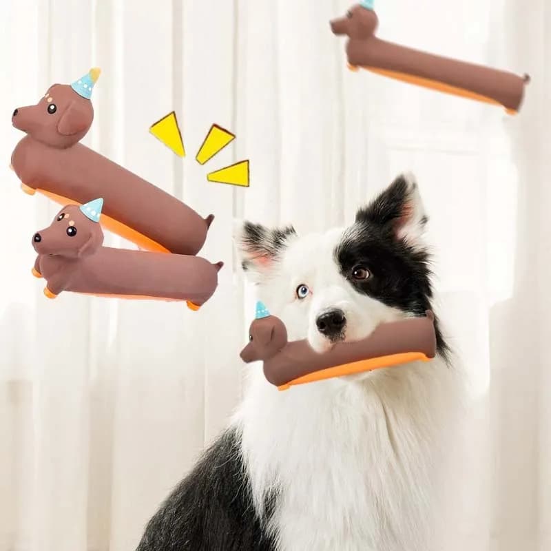 Giocattolo da masticare per cani Simulato bassotto Squeaky Morso Resistente Giocattolo per cuccioli Addestramento Pulizia dei denti in silicone Forniture per giocattoli per cani