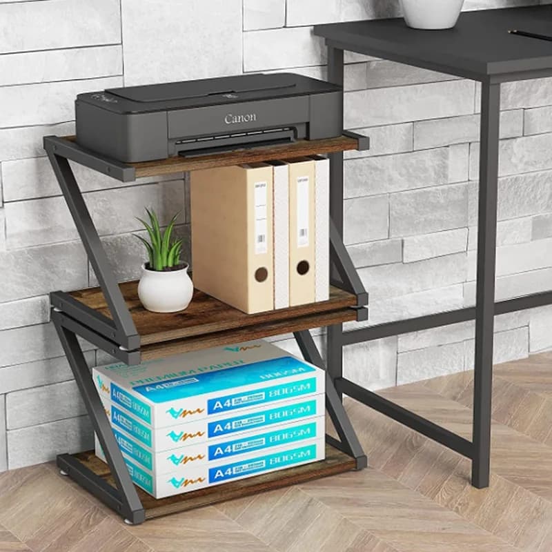 Multifunctional Wooden Board Storage Rack Z-type Desk Printer Shelf Simple Desktop Bookshelf Multi-layer Storage