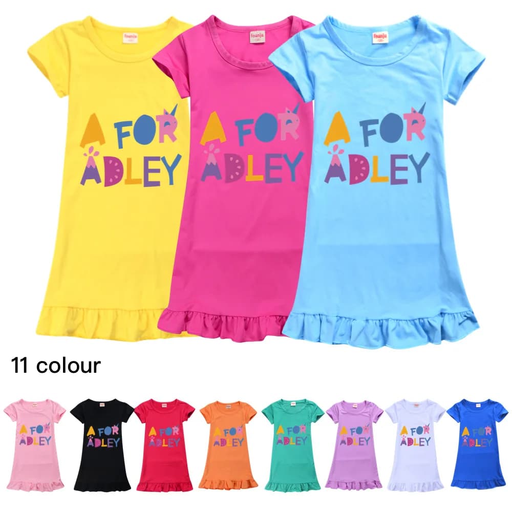 A for Adley Girls camicia da notte Summer Kids Cartoon Sleepwear pigiama Night Dress Summer Sleeping camicia da notte per bambini Cosplay