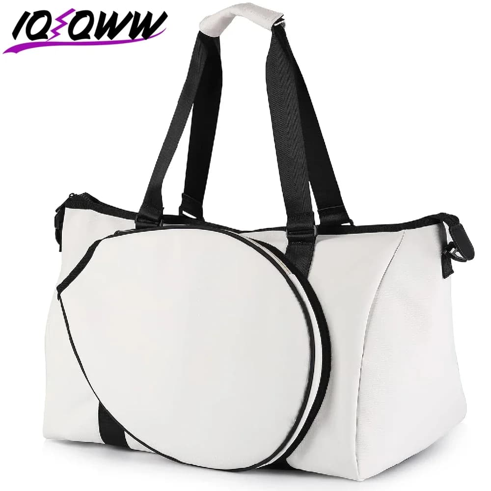 Borsa da viaggio da tennis da donna 1 pezzo con porta racchette esterno con coulisse, scomparto separato per scarpe, tasca impermeabile e custodia per laptop