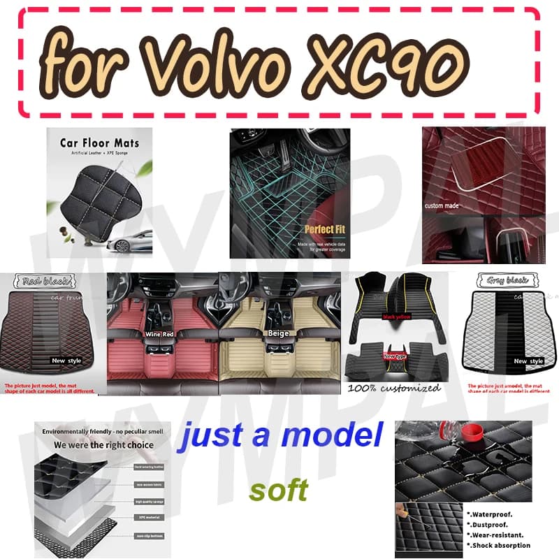 Tappetini per auto di LUSSO per Volvo XC90 MK1 5 posti 2002 ~ 2014 Tappetini per auto in pelle