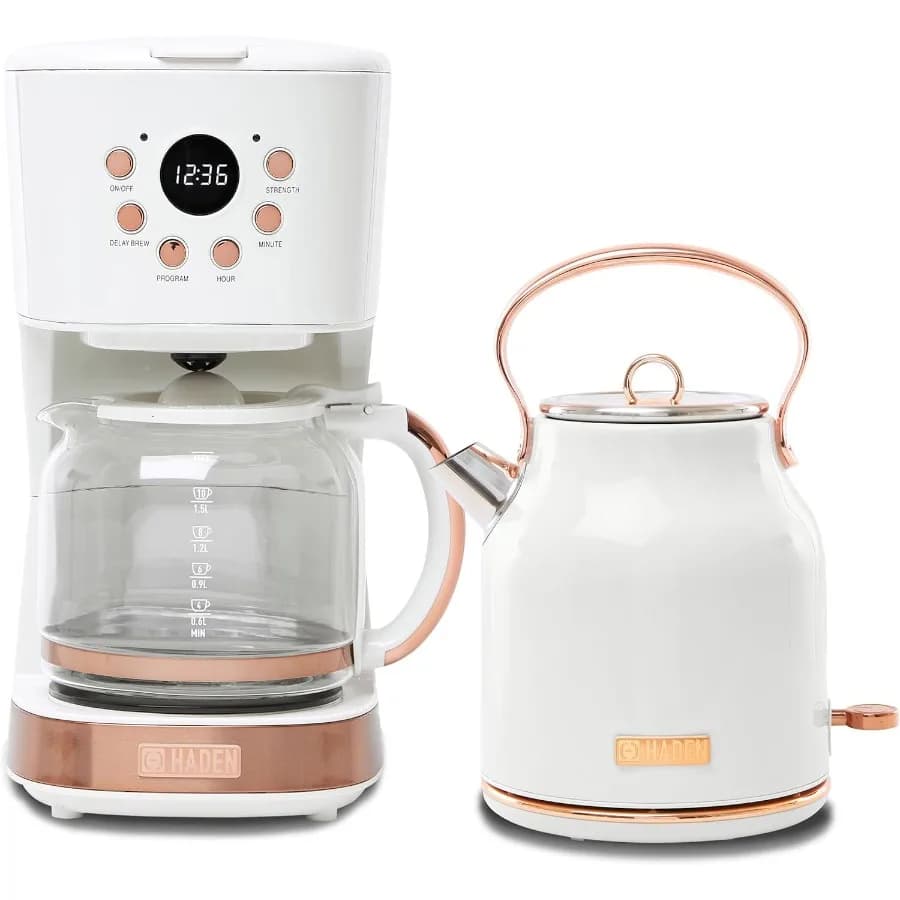 Caffettiera a goccia da 12 tazze con bollitore elettrico in acciaio inossidabile da 1,7 litri per uso domestico e in ufficio Ideale per riunioni di grandi dimensioni e Da