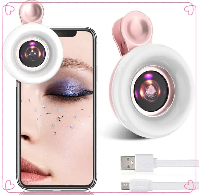 Obiettivo mobile Obiettivo macro 15X Telefono cellulare Obiettivo per fotocamera HD 2 in 1 con anello LED Luce flash Smartphone Selfie Lampada dal vivo Luce di riempimento