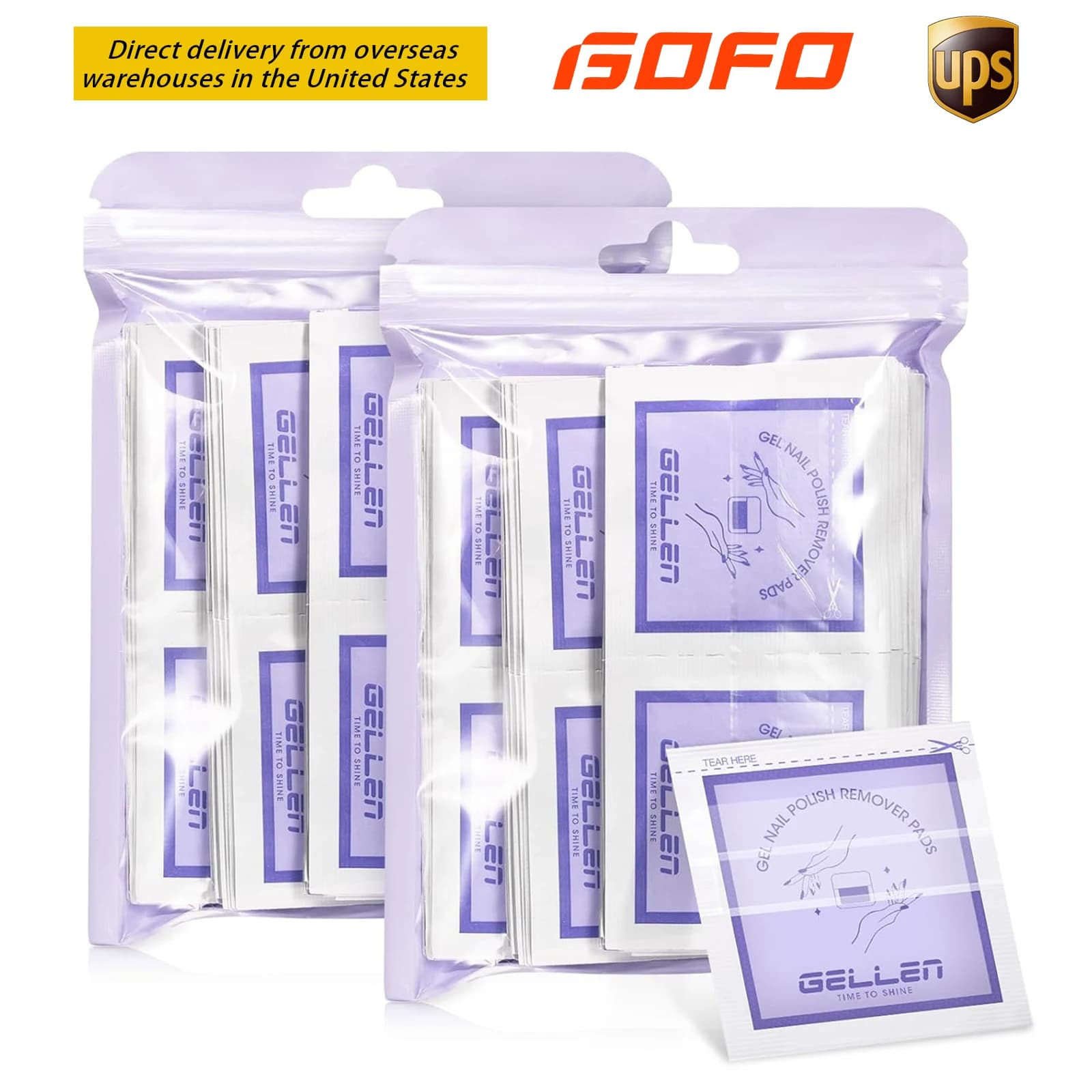 GELLEN Cushions for removing the enamel Non-acetone Nail Supplies 100% Pack of 100 pieces wrapped for care of bulky skin for professional home