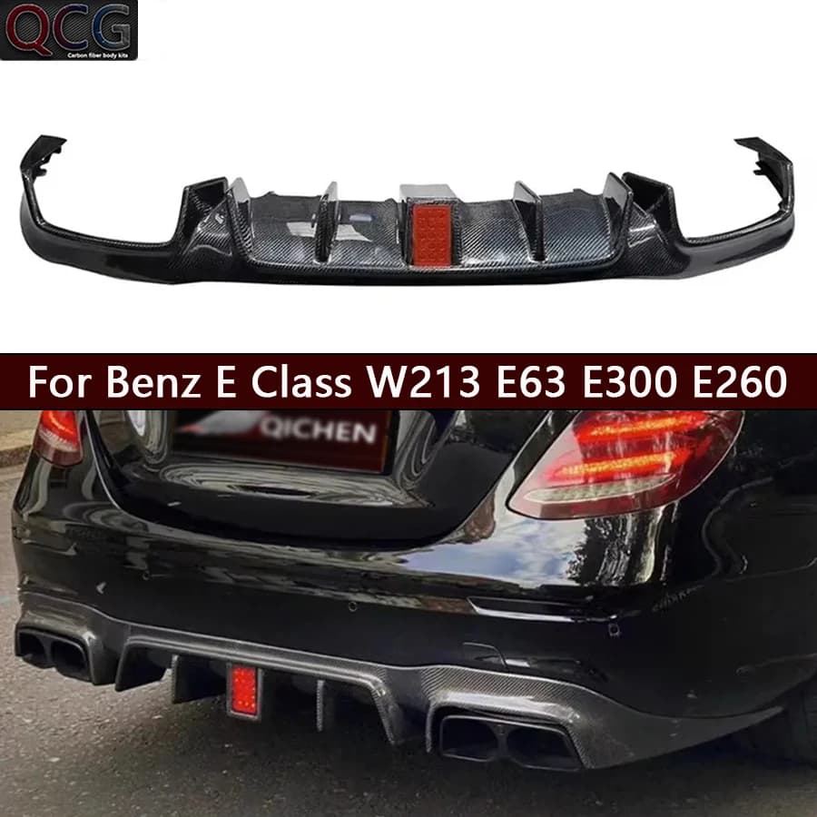 For Mercedes Benz E Class W213 E63 E300 E260 350 Carbon Fiber Back lip Car Rear Bumper Diffuser Rear Splitters Spoiler body kit