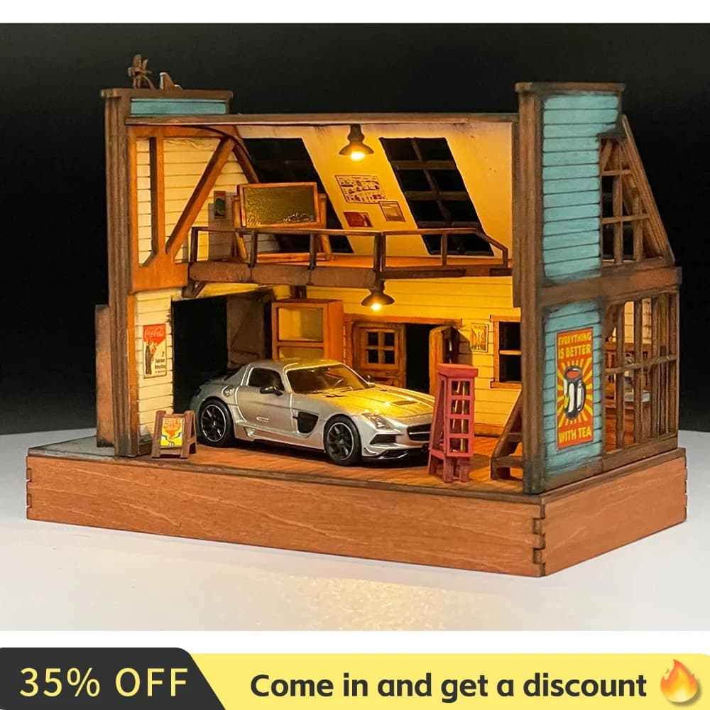 1/64 Kit diorama per auto modello di assemblaggio fai-da-te Scenario di simulazione realistico per hobbisti da collezione (nessun veicolo/figure incluse)