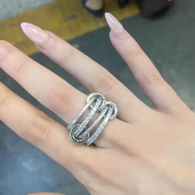 Set di Anelli Impilabili Scintillanti 2026 con Zirconia Cubica, Gioielli da Dito alla Moda per Donne, per Fidanzamento e Matrimonio