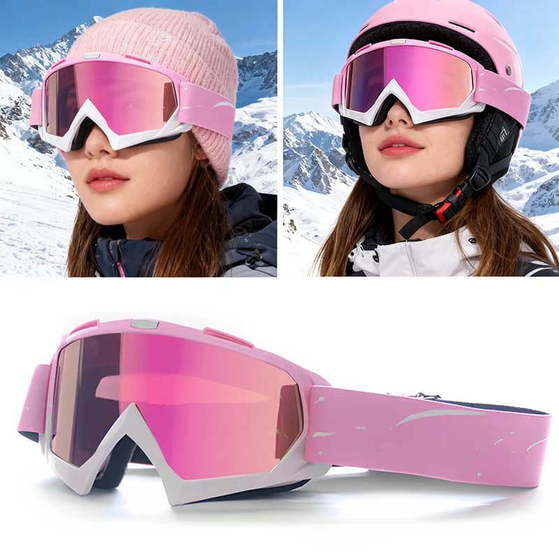 Occhiali da sci rosa da donna Occhiali da sole da moto Sci Ciclismo Occhiali da corsa fuoristrada Occhiali da snowboard Occhiali da neve invernali